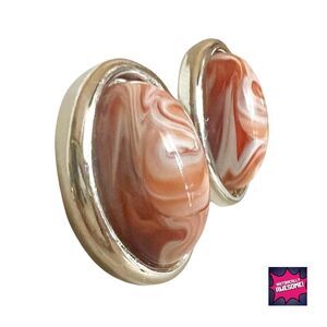 Vintage 1988 Desert Sands Earrings by Avon Oval Coral and Cream- NIB